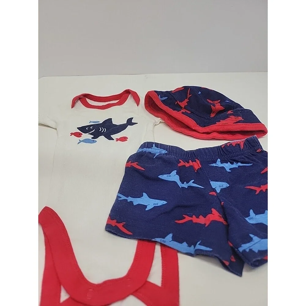Gerber Boy's Shark Onesie‎ 3-Pack Blue Newborn